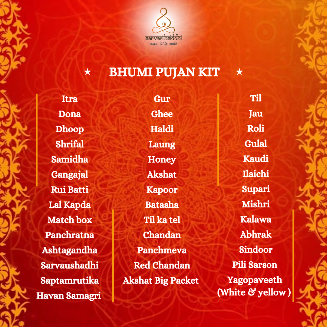 Sarvarth Siddhi Bhumi Pujan ( Neev Puja) Kit - Complete with 40 items
